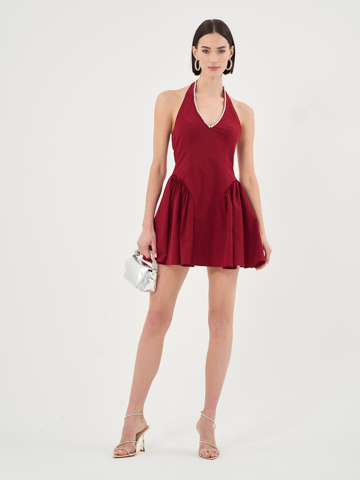 Embellished Halterneck Mini Dress