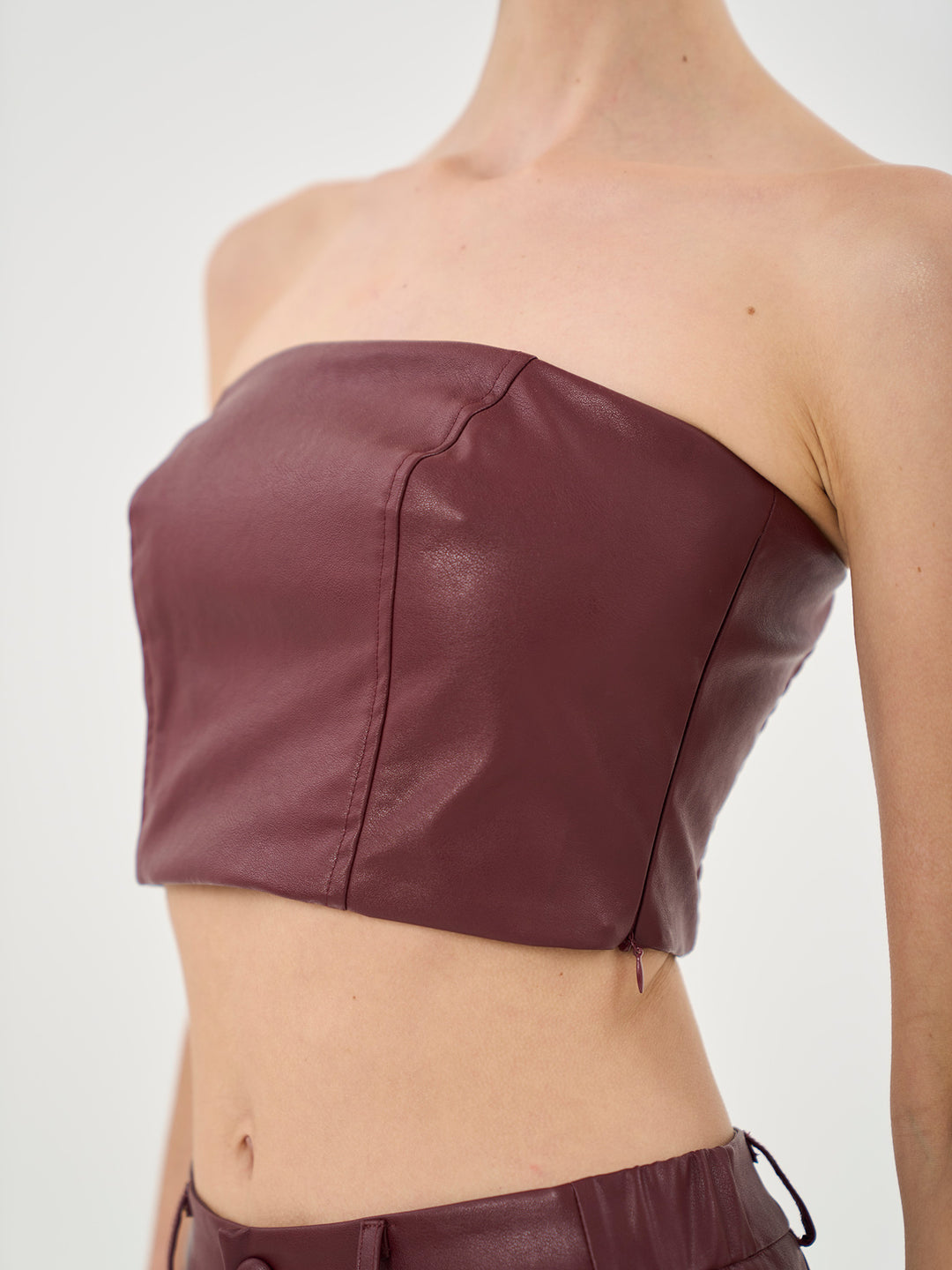 Pu Bandeau Top In Oxblood - Part Of A Set