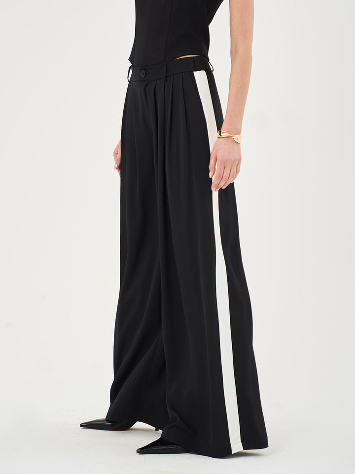 Tall Highwaisted Palazzo Pleated Pants In Black & White - Part Of A Set