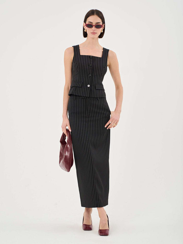 Alexia Pinstripe Tailored Midi Skirt