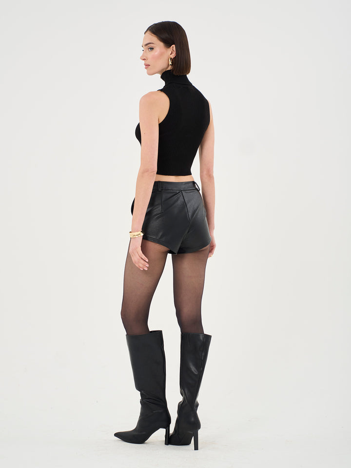 FAUX LEATHER SHORTS