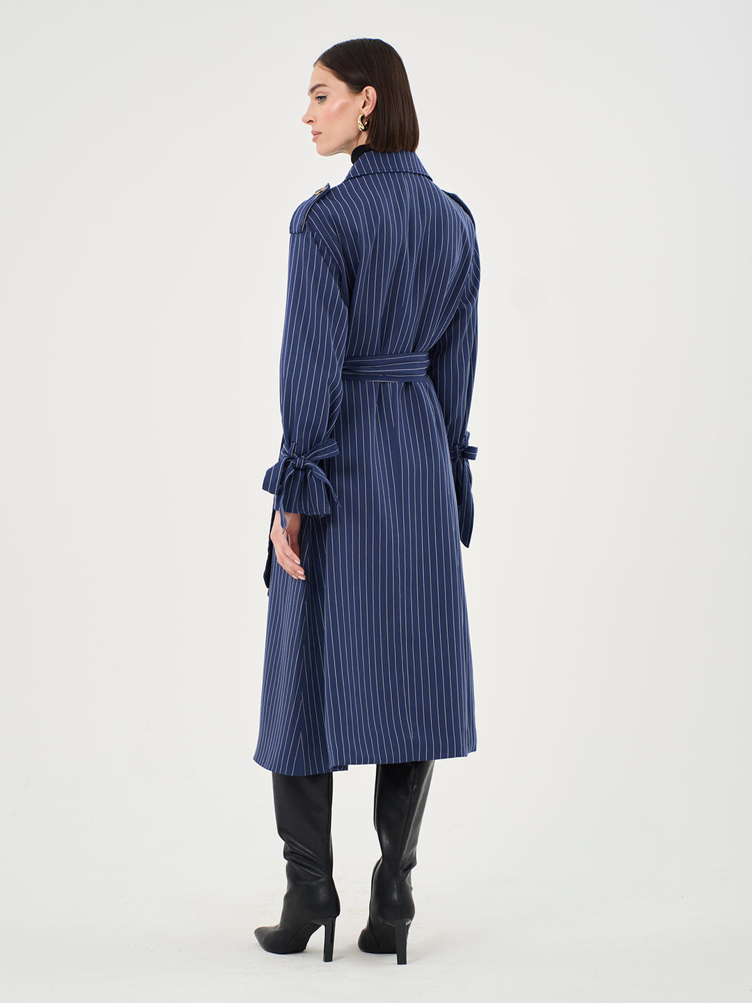 Oversized Pinstripe Trench Coat