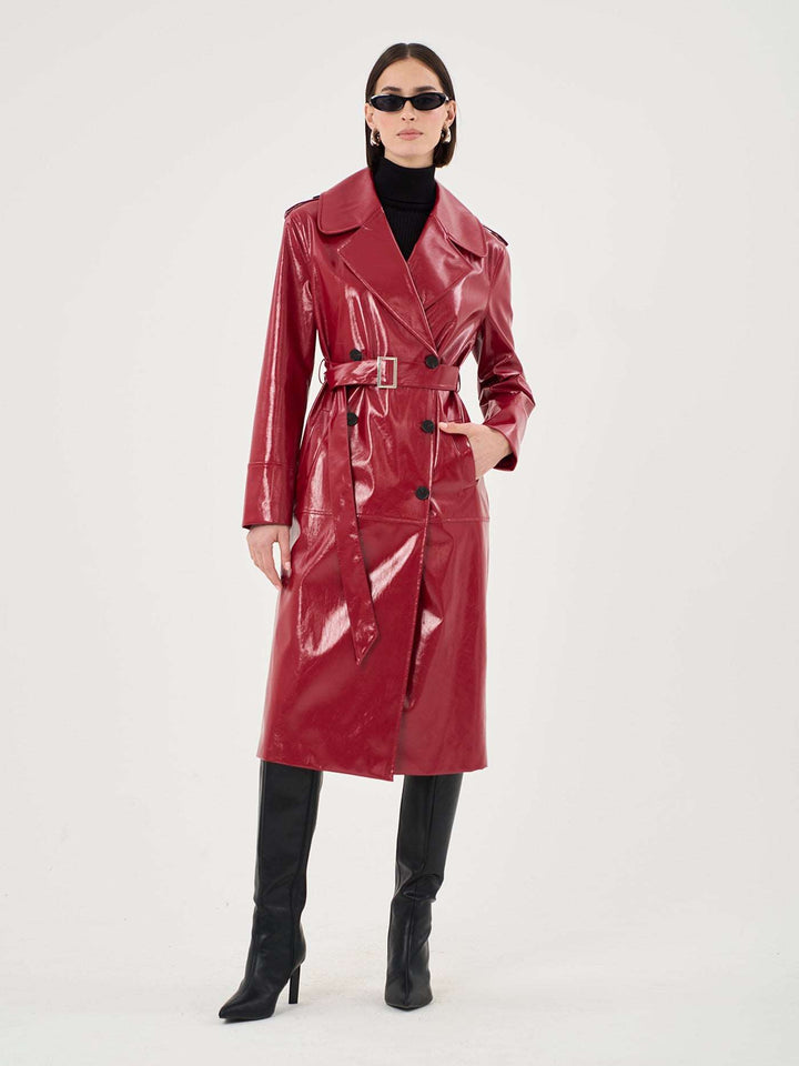 VINYL FAUX LEATHER TRENCH COAT