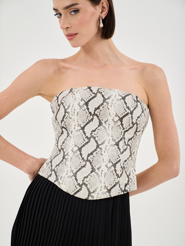 PREMIUM FAUX LEATHER CORSET IN SNAKE PRINT