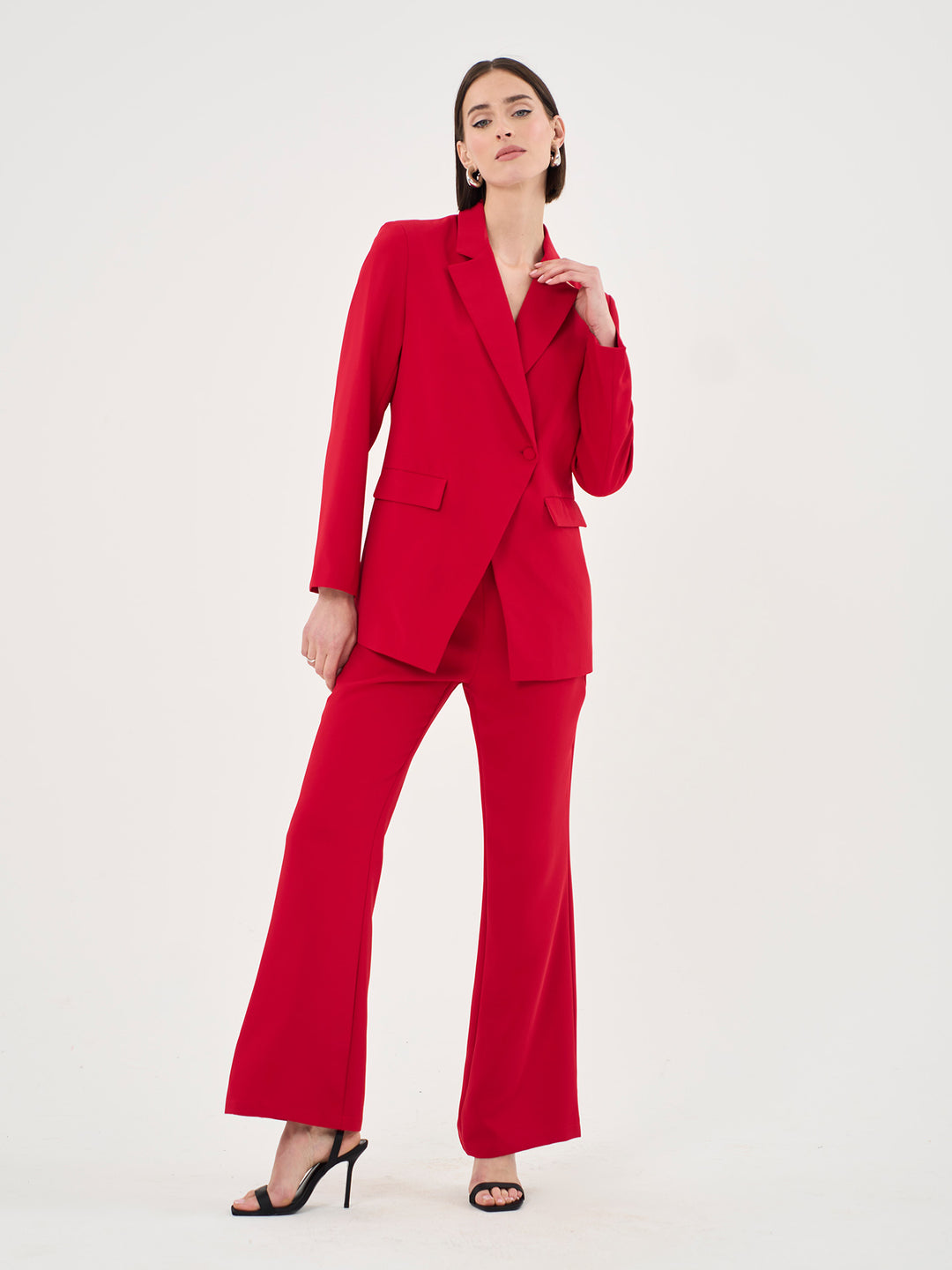 High Waist Tailored Pants In Red - Part Of A Set