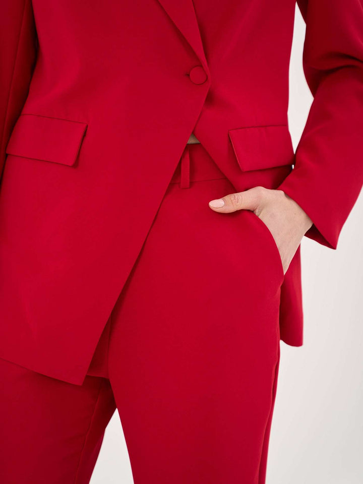 High Waist Tailored Pants In Red - Part Of A Set