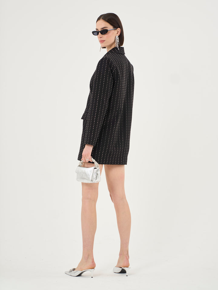 DIAMANTE PINSTRIPE OVERSIZED BLAZER DRESS