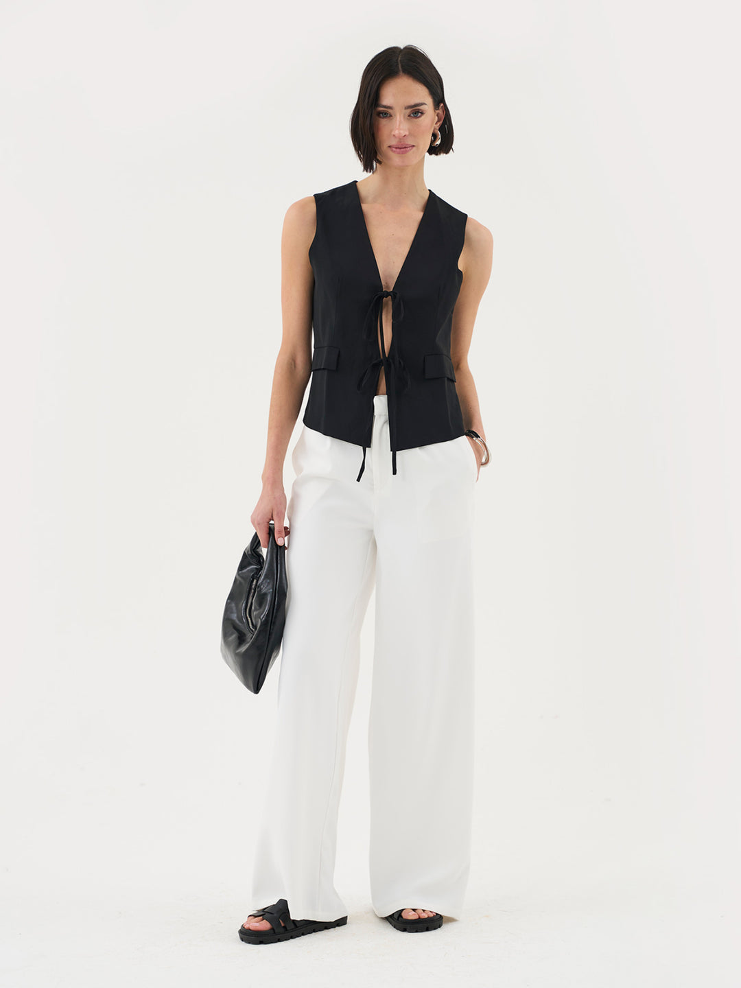 Tailored Wideleg Trousers In White Co-Ord