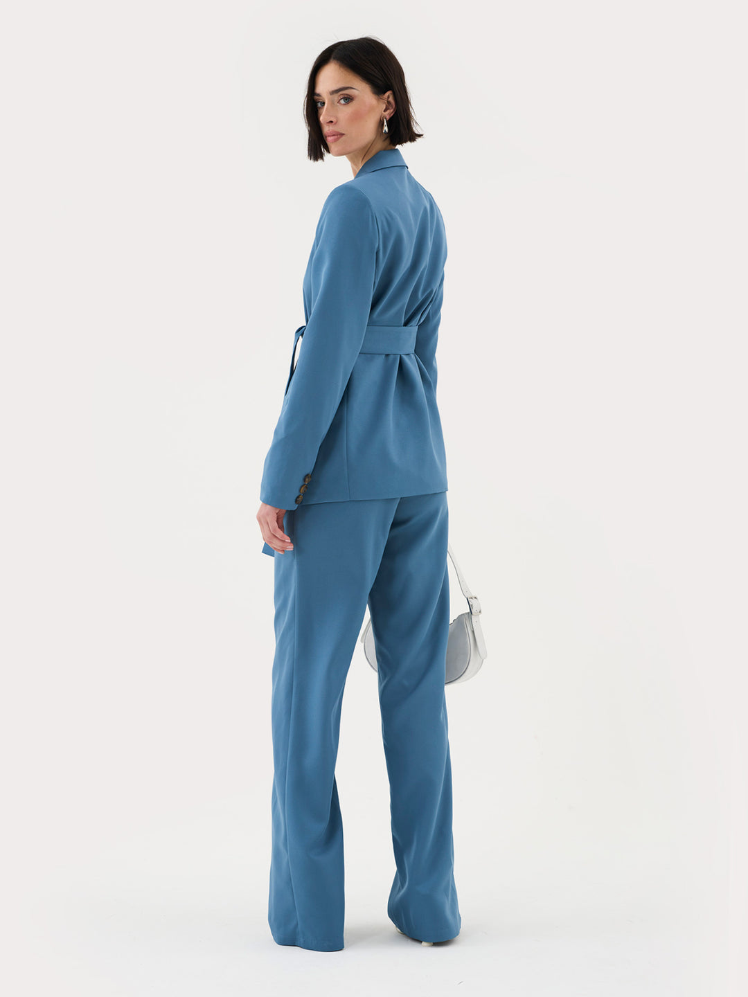 Tall Tailored Wide Leg Trousers in Blue Co-ord