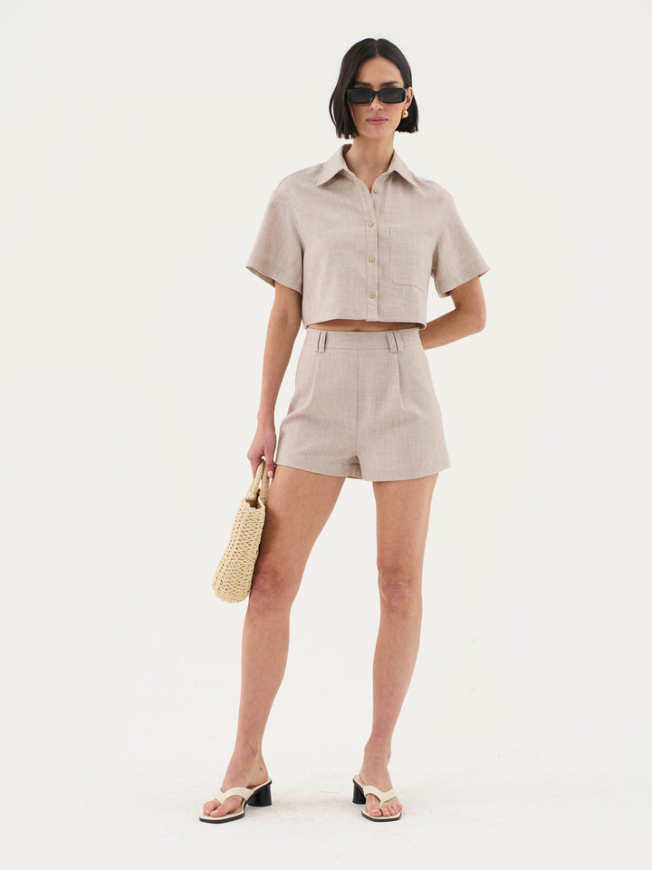 Tailored Shorts Co-Ord in Sand