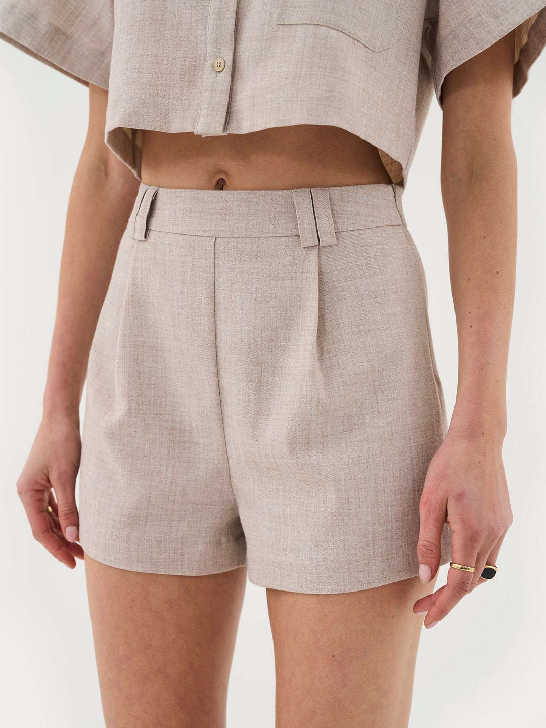 Tailored Shorts Co-Ord in Sand