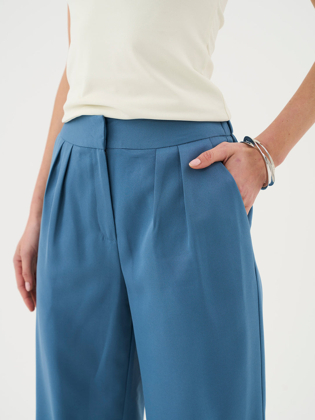 Tall Tailored Wide Leg Trousers in Blue Co-ord