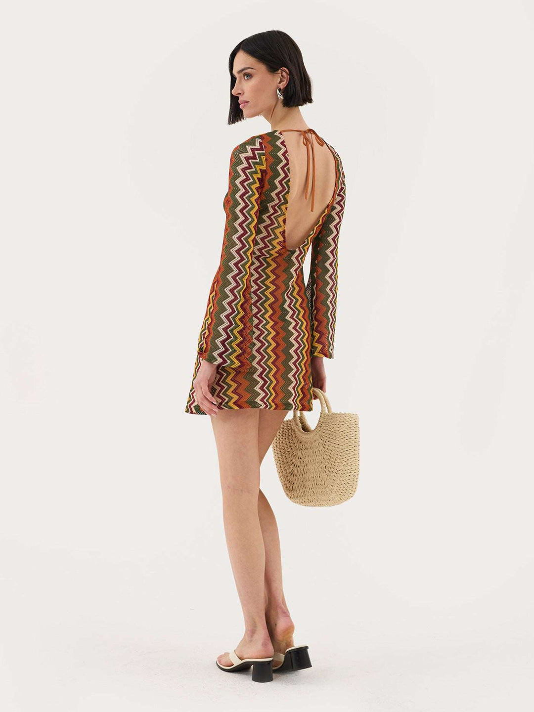 Crochet Mini Dress In Multi Chevron