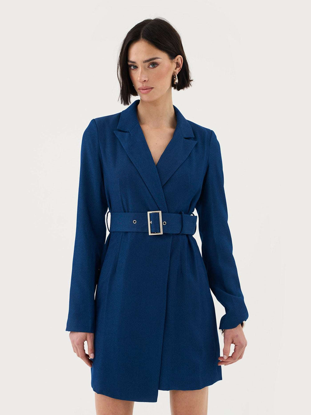 Tall belted mini blazer dress in cobalt