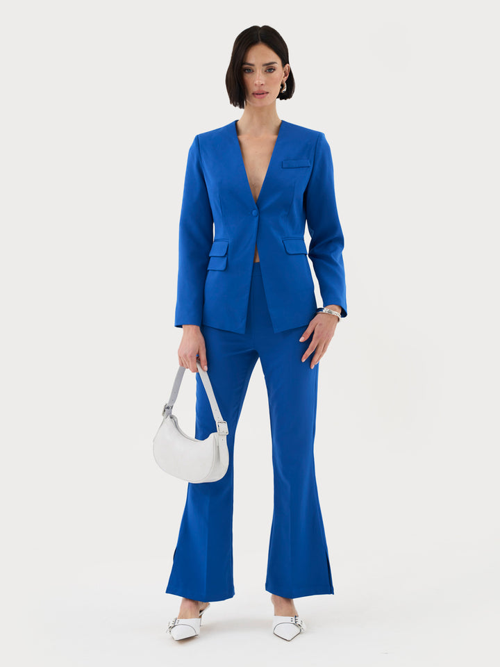 Tailored Buttoned Blazer in Cobalt Co-ord