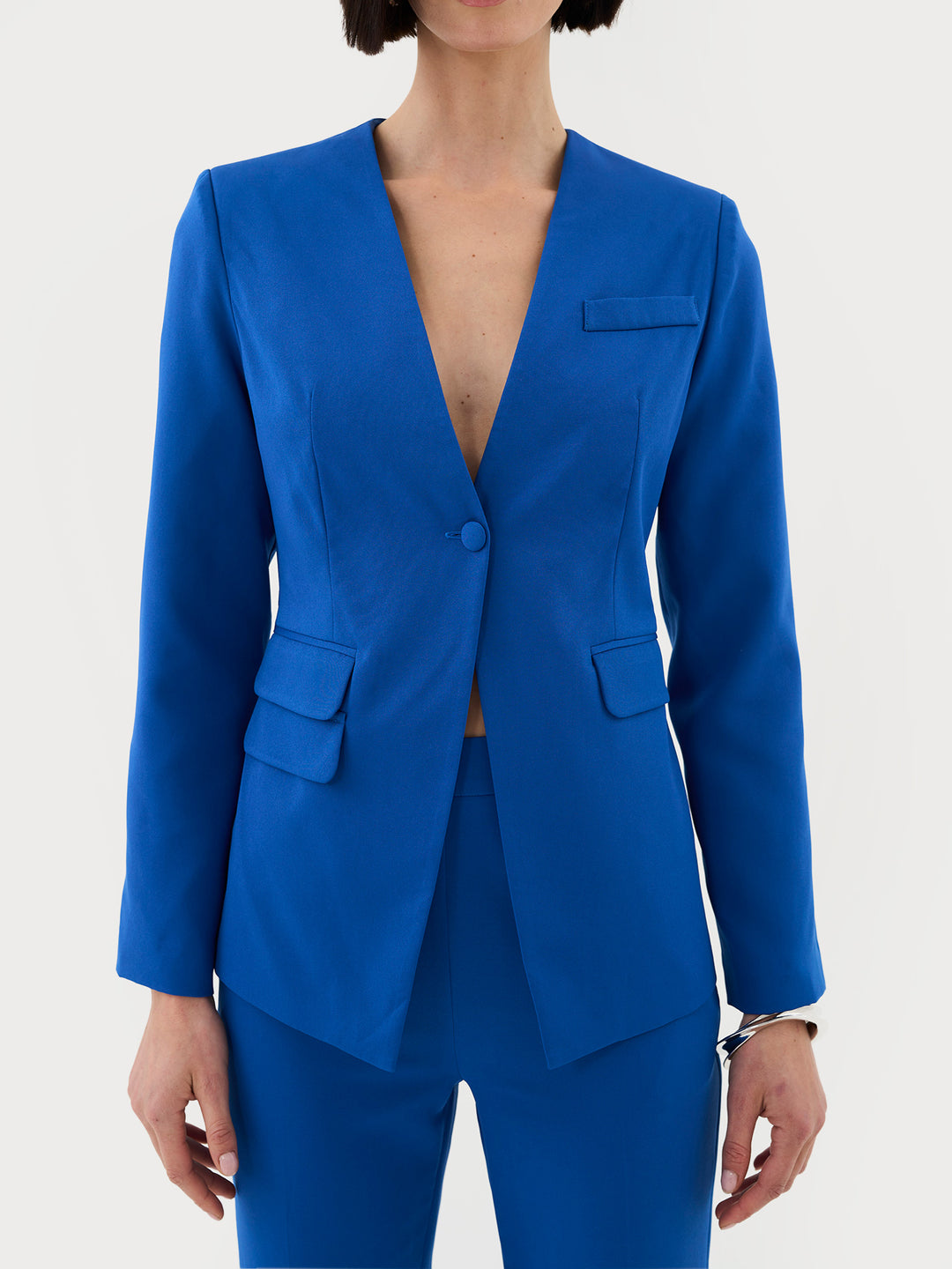 Tailored Buttoned Blazer in Cobalt Co-ord