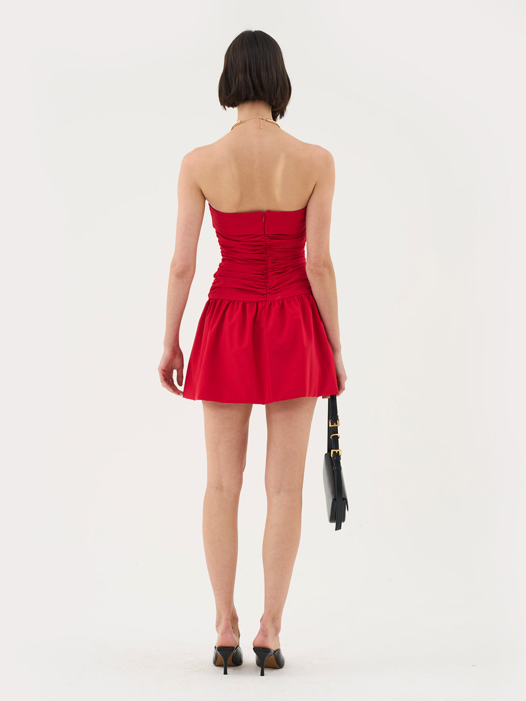 Bandeau Flippy Mini Dress In Red