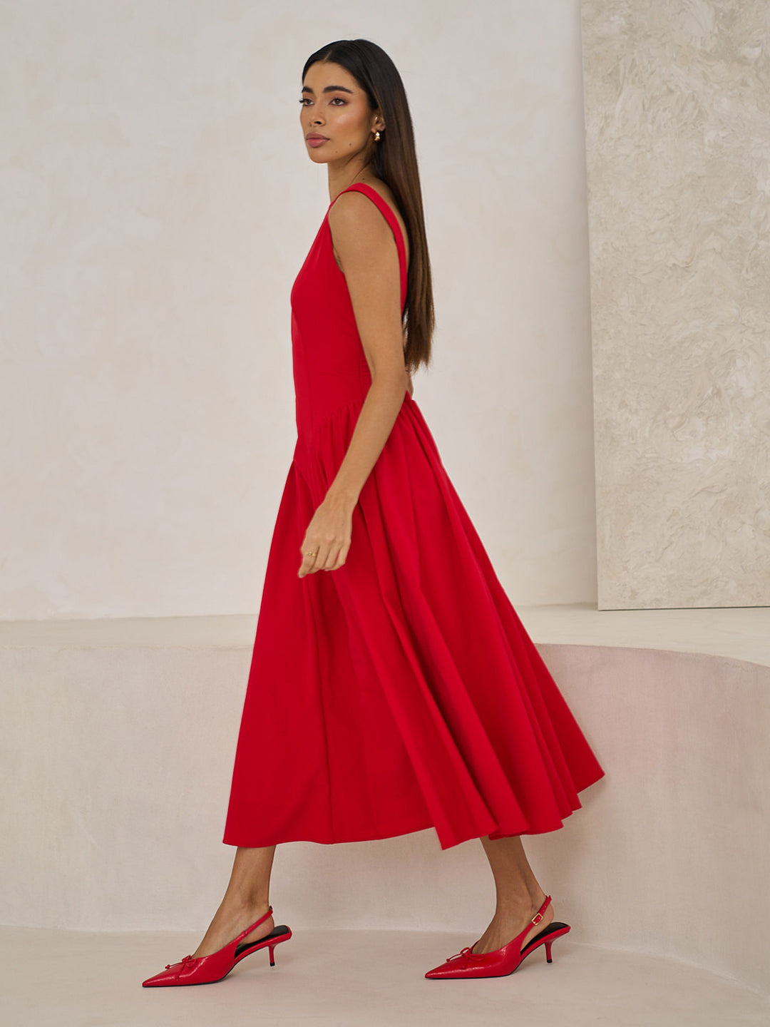 BOAT NECK MIDI DRESS