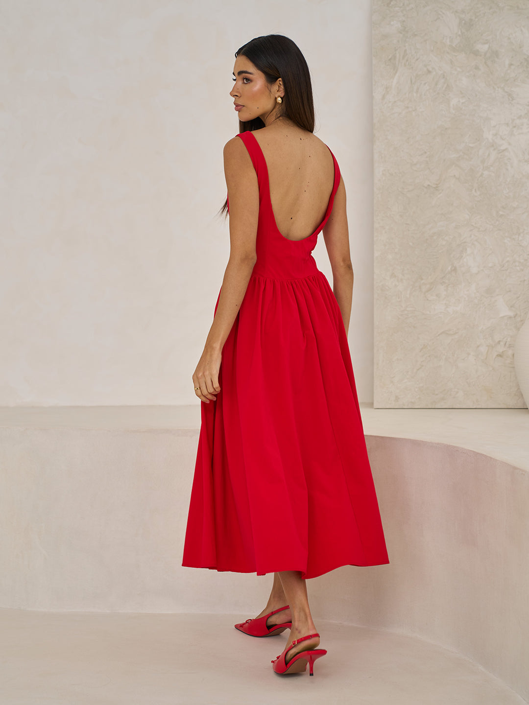 BOAT NECK MIDI DRESS