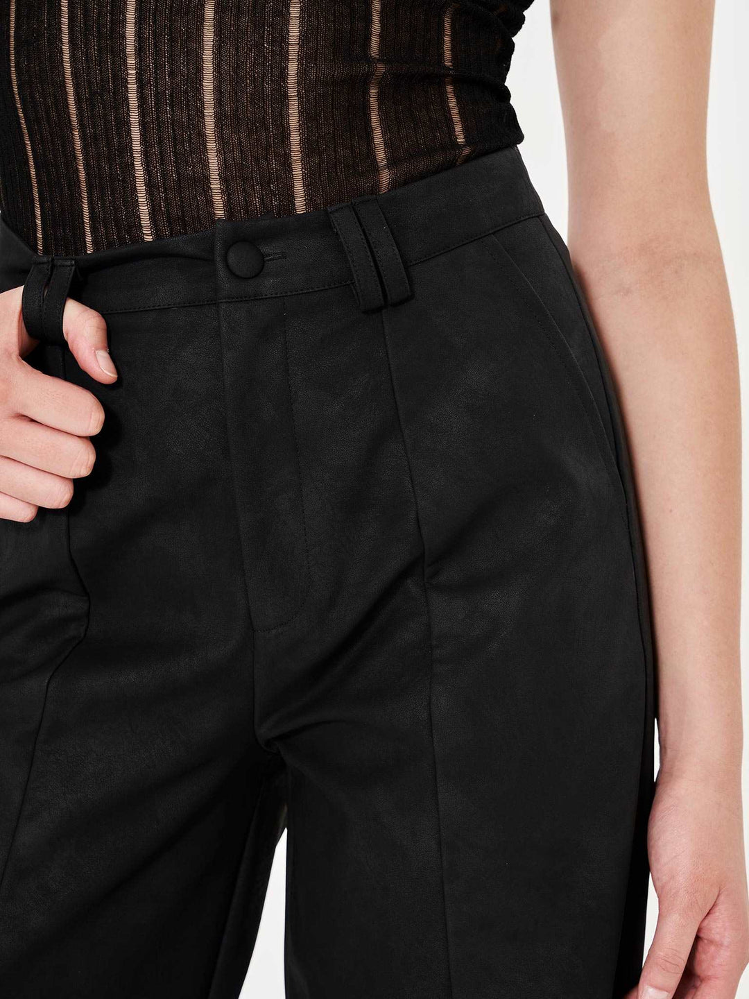 Faux Leather Tailored Trouser - Black