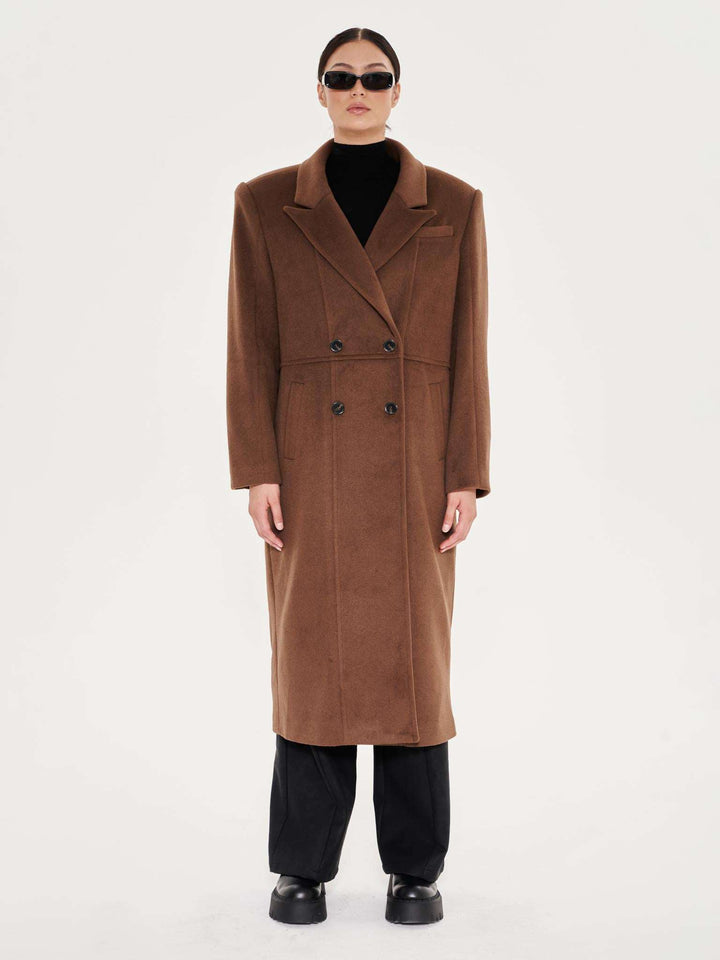 Tailored Crombie Coat - Brown