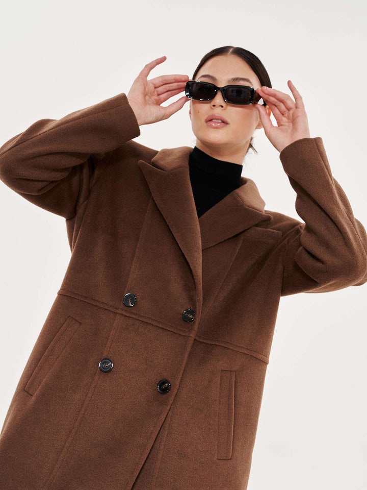 Tailored Crombie Coat - Brown