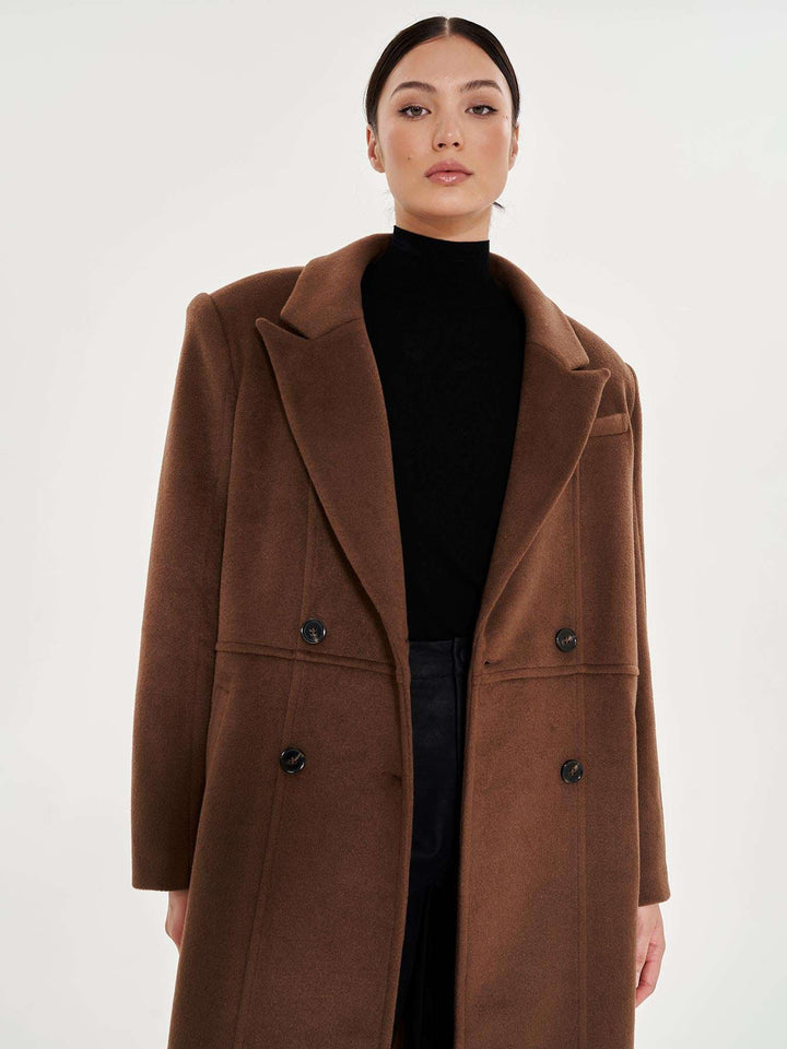 Tailored Crombie Coat - Brown