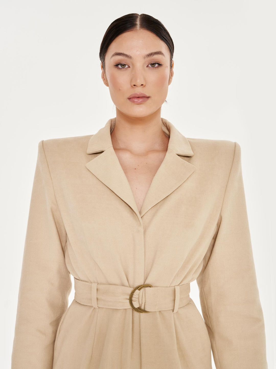 Belted Tailored Jumpsuit - Stone