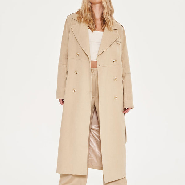 Giana Oversized Belted Trench Coat in Beige