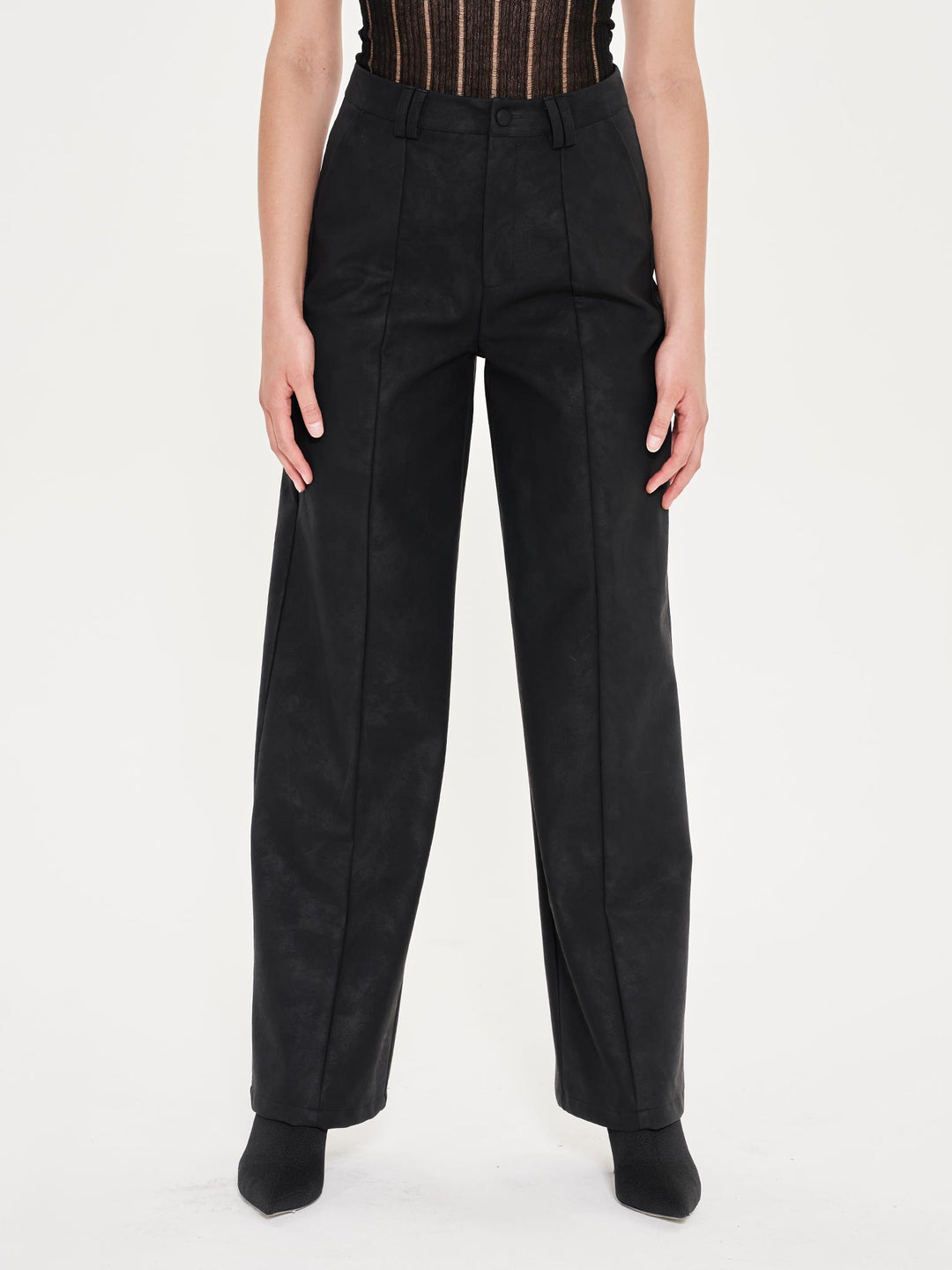 Faux Leather Tailored Trouser - Black