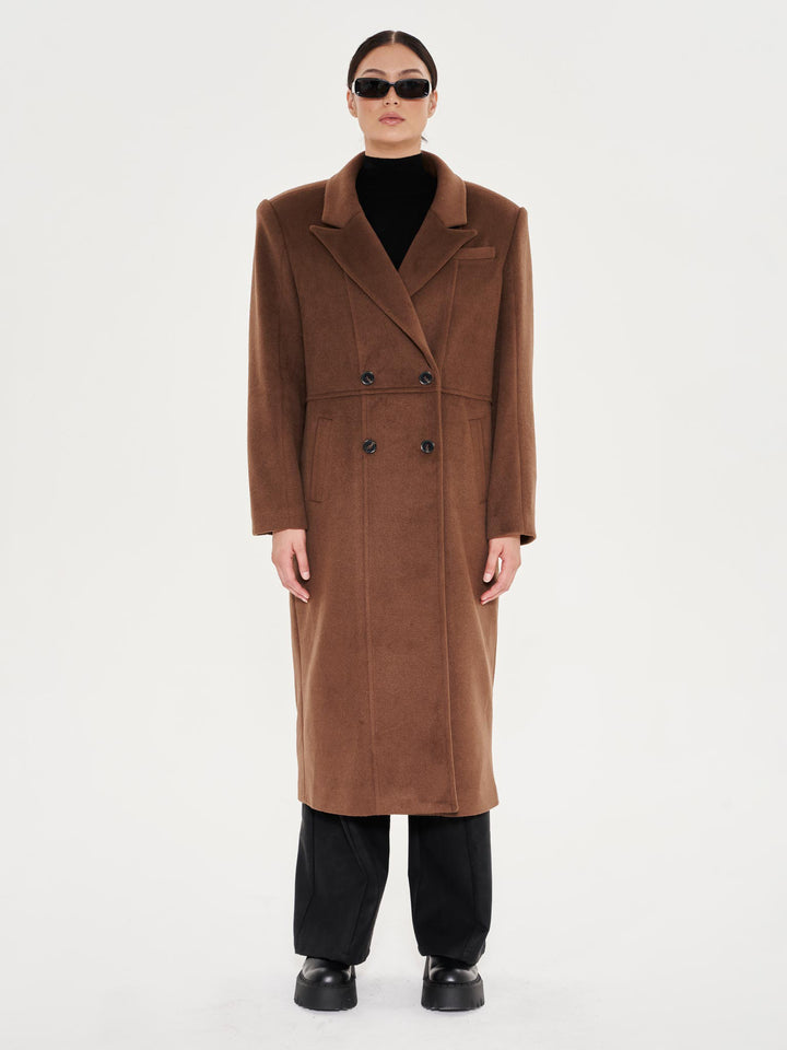 Tailored Crombie Coat - Brown